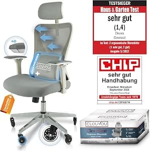 CLOUVOU CleverSeat Ergonomic Office Chair [Test Winner] Desk Chair 100% Individually Adjustable Office Chair & Gaming Chair Computer Chair Home Office Chair Ergonomic Swivel Chair 150 kg