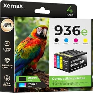 936e Ink Cartridges 4 Pack (7450 Pages) Compatible with OfficeJet Pro 9125e 9135e for HP 936e 936XL 936 Ink Work for OfficeJet 9122e Pro 9110b 9125e 9128e 9130b 9135e OfficeJet Pro Wide Format 9730e