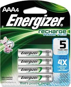 Energizer NiMH Rechargeable Batteries, AAA, 4 Batteries/Pack