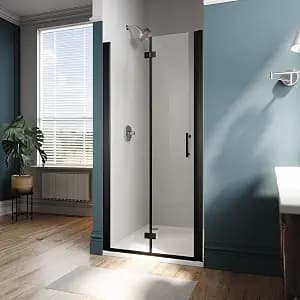 ELEGANT Frameless Bifold Shower Door 36 in.W x 72 in.H Pivot Swing Shower Doors with 1/4 in. Clear Tempered Shower Glass Panel in Matte Black Semi-Frameless Shower Door