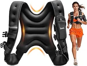 Renoj Weighted Vest for Women Men: Available in 6lb/8lb/10lb/11lb/12lb/14lb/16lb/20lb Fixed Weights for Walking, Running, Training, Exercise, Weight Loss - With Reflective Strips and Storage Pocket