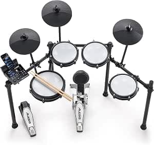 Alesis Nitro Max Kit Electric Drum Set with Quiet Mesh Pads, 10" Dual-Zone Snare, Bluetooth, 440+ Authentic Sounds, Drumeo, USB MIDI, Kick Pedal