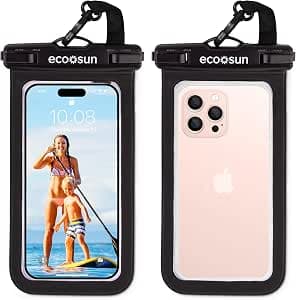 Eco Sun Waterproof Phone Pouch (2-Pack) — Designed in Hawaii — Case Fits All iPhones (incl. 15 Pro Max), Samsung Galaxy S24 & More Black/Black