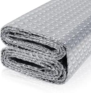 Reflective Bubble Insulation Sheet, Double Side Aluminum Foil Bubble Shield, Aluminum Foil Thermal Insulation Radiant Barrier for Windows, RV, Roof, Garage Door (47IN X 15FT)