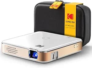 Kodak Luma 150 Wireless Mini Pico Projector – DLP, Supports 1080p, Built-in Speaker & Rechargeable Battery, HDMI/USB/microSD, Travel Case Included