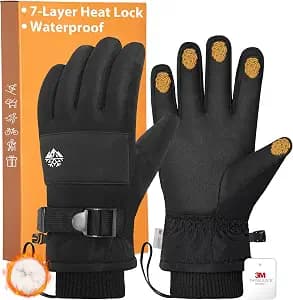 Pixel Panda Mens Winter Gloves Waterproof, Gloves for Cold Weather Extreme Women with 3M Thinsulate and Thick Plush Fleece