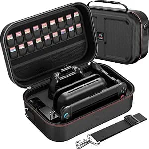 HEYSTOP Switch 2 Carry Case Compatible with Nintendo Switch 2,with 18 Games Cartridges Waterproof and Dustproof Travel Case for Switch 2 Accessories，with Handles and Shoulder Straps