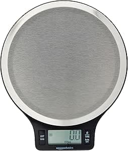 Amazon Basics Digital Kitchen Scale with LCD Display (with Batteries), Stainless Steel, BPA Free