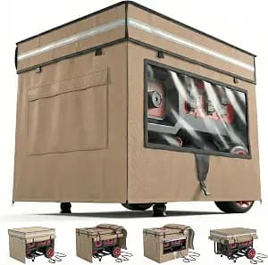 Generator Covers While Running, 38"L x 28"W x 27"H Heavy Duty Generator Cover for Outside, Compatible with 10000+W Generator, All Season Protection for Generator, Khaki