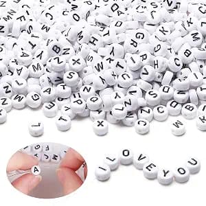 XIANNVXI Black Letter Beads 1500 Pcs Alphabet Beads for Friendship Bracelets Neckalce Earring Jewelry Making 4x7mm Mixed Round Letter Beads