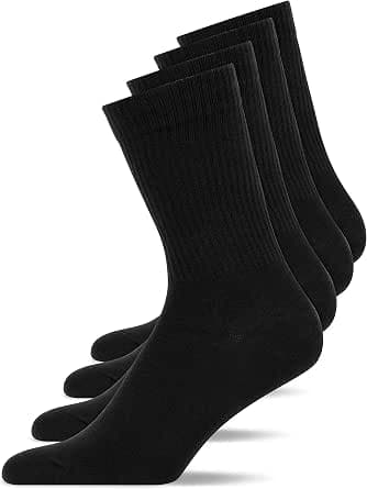 Snocks Crew Tennis Socks for Men and Women, Set of 4, Size 35–54, Tennis Socks Made from Organic Cotton