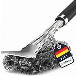 TNTOR Barbecue Brush, 3 in 1 BBQ Brush with Long Handle Cleaning Brush and Scraper, Stainless Steel BBQ Tools Barbecue Accessory, 360° Clean Barbecue Grills, Kitchen, Tableware