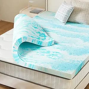 Sweetcrispy Mattress Topper Twin,4 Inch Thick Memory Foam Gel Infused Cooling Toppers Pad for Twin Size Bed, Sleeper Sofa, RV, Camper, CertiPUR US Certified, Ventilated and Breathable, Blue