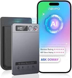 AI Voice Recorder, Note Voice Recorder - Transcribe & Summarize, AI Noise Cancellation Technology, Supports 152 Languages, 64GB Memory APP Control Audio Recorder for Lectures, Meetings, Calls, Gray