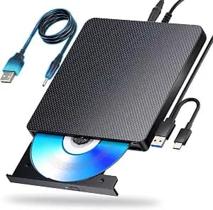 External Blu ray Drives Player Read Compatible Bluray Burner USB 3.0 / Type-C BD Read DVD CD Burner Blu ray Player for pc, Windows 7-11（Black）