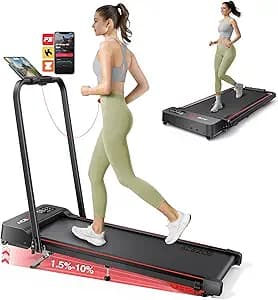 Acezoe Walking Pad with 3-Level 10% Incline, Foldable Treadmill for Home Small Office, Compact Portable Under Desk Treadmill with Handle,Dual LED Display, APP & Remote, 300 lbs Capacity