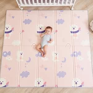 Thick Reversible Foldable Baby Play Mat 150 x 180 x 1 cm – Play Mat for Baby Children – XXL Foam Floor Mat – Motor Skills Mat Promoting Sensory Development – Newborn Baby Gift