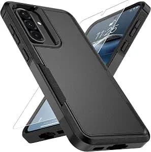 Vinve for Samsung Galaxy A36 5G Case with HD Screen Protector, Military-Grade Shockproof & Dual-Layer Protection, Anti-Slip Grip Design Phone Case, Black