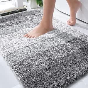 OLANLY Bathroom Rugs Mat 30x20, Extra Soft Absorbent Microfiber Bath Rugs, Rubber Backing, Quick Dry, Machine Washable Bath Mats for Bathroom Floor, Tub and Shower, Home Decor Accessories, Grey