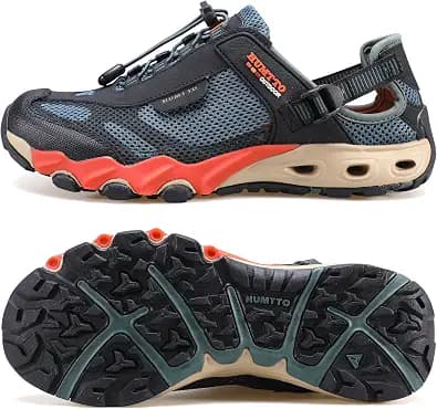 HUMTTO Men's Amphibious Water Shoes - Hiking Sandals for Men Outdoor Water Sandal Closed Toe Non-Slip River Shoes Summer Quick Drying Aqua Shoe