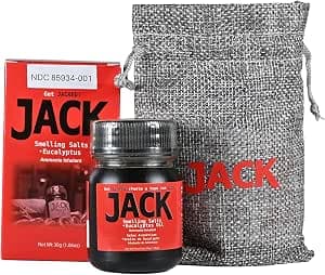 JACK Smelling Salts + Eucalyptus – Game-Changing Double-Potency Ammonia Smelling Salts Boosted by Eucalyptus Aussie-Style, for Laser Focus and Explosive Energy for Athletes, Weightlifters, Rugby, Football, Gamers, and Anyone with Fatigue