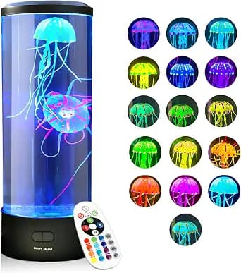Brewish Jellyfish Lamp, 16 Color Options, 4 Mode Lifelike Jellyfish Aquarium, Auto Shutdown, Remote Control Electric Jellyfish LED Night Light, Fake Aquarium, Home Decor, Sensory Lamp for Autism, ADHD