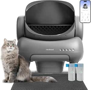 Neakasa M1 Plus Self-Cleaning Cat Litter Tray with Open Design, XXL Capacity Cat Litter Box, App Control, Safe, Odourless and Hygienic, with Cat Litter Mat, Cat Litter Box for Multiple Cats