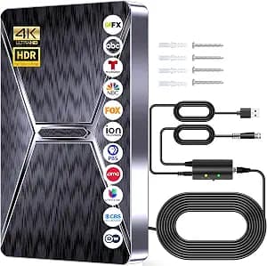 2026 Upgraded Indoor TV Antenna,5000+ Miles Range HD Digital Antenna for Smart TV, Strongest with Amplified Signal Booster Supports 4K 8K 1080p All TVs- 38FT Coaxial Cable for Local Channels