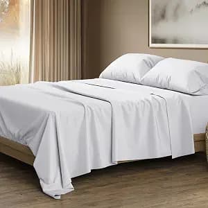 THREAD SPREAD 100% Egyptian Cotton King Size Sheets Set - Luxury 1500 Series Egyptian Cotton Sheets King Size (4 PC, White), Silky Soft, Sateen Weave, Cooling & Breathable, 17" Deep Pocket Bed Set