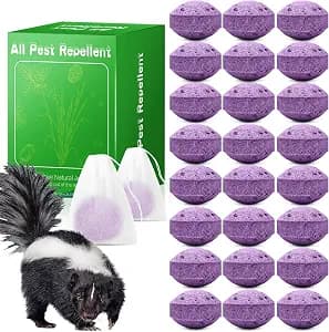 24 Pack Skunk Repellent - Raccoon Repellent for Indoor Outdoor, Natural Peppermint Oil Skunk Rodent Safe for Pets & Kids Repels Skunk Raccoon