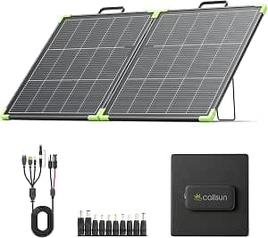 N-Type 16BB 100W Portable Bifacial Solar Panel, Callsun Foldable Monocrystalline Solar Panel, Portable Solar Charger for Power Filling Station, Outdoor, Garden, Balcony, Camping, Caravan