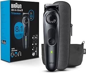 Braun All-in-One Style Kit Series 5 5471, 100% Waterproof 8-in-1 Beard & Body Trimmer for Manscaping, 80-minute Battery Cordless Runtime