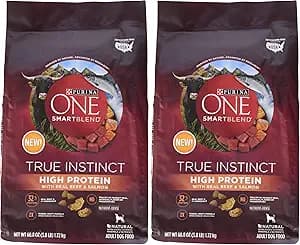 Purina ONE Natural, High Protein Dry Dog Food, SmartBlend True Instinct with Real Beef & Salmon, 3.8 lb (Pack of 2)