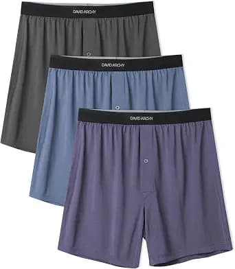 DAVID ARCHY Mens Boxer Shorts Underwear Quick Dry Breathable Mens Boxers Moisture Wicking Boxers for Men 3 or 5 Pack