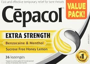 Cepacol Extra Strength, Fast and Effective Relief for Sore Throats, Sugar Free, Honey Lemon, Mega Value Pack, 36 Count