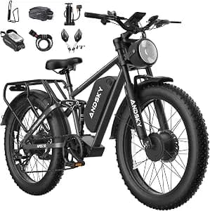 9000W Peak Dual Motor Electric Bike for Adults, 52V/48V 26" Fat Tire Full Suspension, 40-47MPH & 110 Miles, Hydraulic Brakes, UL2849