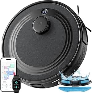 Lefant M2 Robot Vacuum Cleaner with Laser Mapping dToF 2 in 1, 6000Pa, Intelligent Navigation PSD Anti-Obstacles, 160 Mins, APP Control, Alexa Control, Ideal for Animal Hair, Black