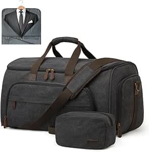 S-ZONE Carry On Garment Bag for Travel Convertible Garment Duffle Bag Suit Bags for Men Women Travel 2 in 1 Hanging Suitcase Business Travel Bag with Toiletry Bag, Black, 50l | 2-in-1 Hanging Suitcase, with Toiletry Bag, Wet/Dry Pockets, Shoe Compartment, Trolley Sleeve, Carry-on size, Black