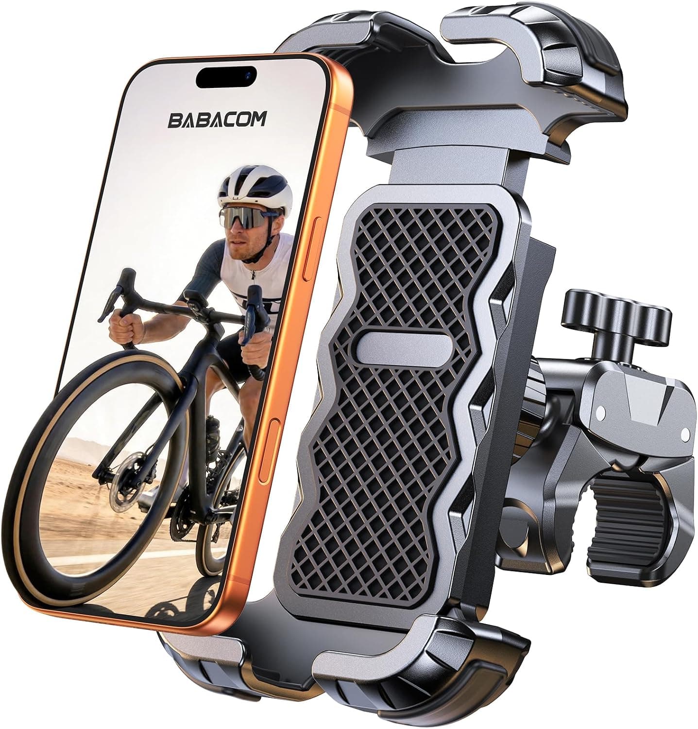 Babacom Mobile Phone Holder Motorcycle [1s Car Lock] [360° Rotatable] Mobile Phone Holder Bicycle with Quick Assembly Clamp, Compatible with iPhone 17/16 (4.7 - 6.8 inches), Drop Protection for e