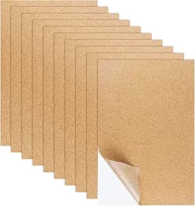 10 PCS Self-Adhesive Cork Sheets, 0.03 Inches Thick Small Board Roll Tiles Fabric Corks for Coasters, Wall, Wedding Party, DIY Crafts Decorations (11.69×8.26 Inches) (11.8x8.26 in)