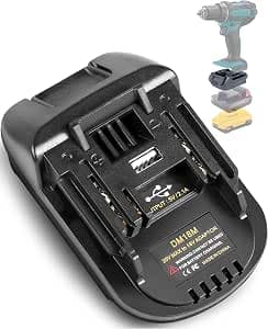 DM18M for Dewalt Battery Adapter for Makita 18V Power Tools, TPDL Convert for Milwaukee 18V or for Dewalt 20V Li-ion Battery to Makita Tool with USB Port