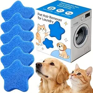 6 PCS Pet Hair Remover for Laundry – Effectively Removes Fur, Lint & Dander – Reusable, Eco-Friendly Laundry Pet Hair Catcher – Gentle on Clothes, Protects Machine, Easy to Use & Clean (Blue)