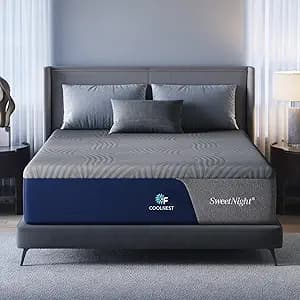 Sweetnight CoolNest 16 inch King Mattress, Cooling King Size Memory Foam Mattress for Cool Night Sleep, 5-Zone Ergo Support for Pressure Relief, Medium, CertiPUR-US Certified