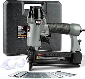 NEU Master Pneumatic Brad Nailer, 2 in 1 Nail Gun/Staple Gun Works with Air Compressor(Not Included), 18 Gauge 2 Inch Brad Nails and Crown 1-5/8 inch Staples with Carrying Case and Safety Glasses