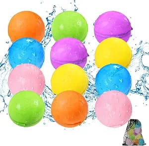 Reusable Water Balloons 12PCS - Summer Water Toys for Pool Beach & Outdoor, Self-Sealing Refillable Water Bombs for Kids Ages 3-14, Magnetic Splash Balls for Kids Fun Games & Activities