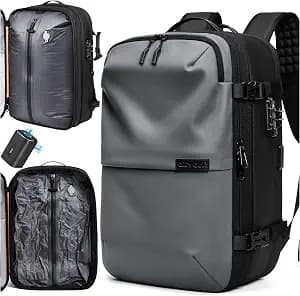 AirVault Vacuum Seal Travel Backpack 60L with Expandable HyperSeal Air Compression Vacuum System Water Resistant TSA Lock (Vacuum Pump Included, Gray, 60L)