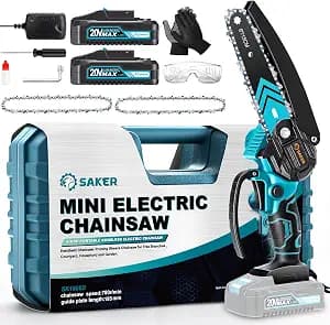 Saker Mini Chainsaw,6 Inch Portable Electric Chainsaw Cordless, Small Handheld Chain saw for Tree Branches,Courtyard, Household and Garden,Father Day Gift for Men Husband Women