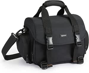 AmazonBasics - Large shoulder bag for camera and accessories, black with gray lining