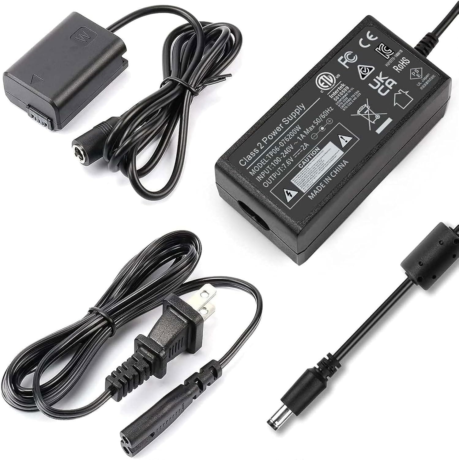 NP-FW50 Dummy Battery AC-PW20 Power Adapter Kit for Sony ZV-E10 Continuous Power Supply for A6000 A6100 A6300 A6400 A6500 A5000 A5100 A7 A7II A7R A7S A7RII A7SII, RX10 II III IV Cameras