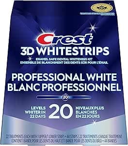 Crest 3D Whitestrips Professional White At-Home Teeth Whitening Kit, 22 Treatments, 20 Levels Whiter